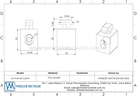 Multi Block for Alu Profile P8 Series, AL-PMB-40-CLEAR