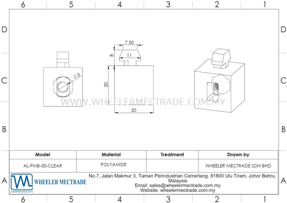 Multi Block for Alu Profile P6 Series, AL-PMB-30-CLEAR