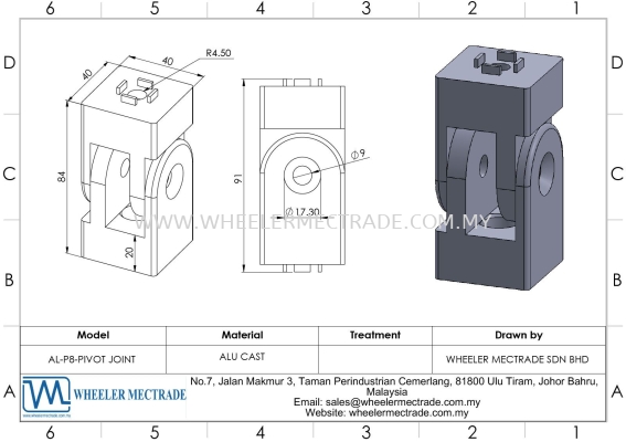 Pivot Joint for Alu Profile P8 Series, AL-P8-PIVOT JOINT