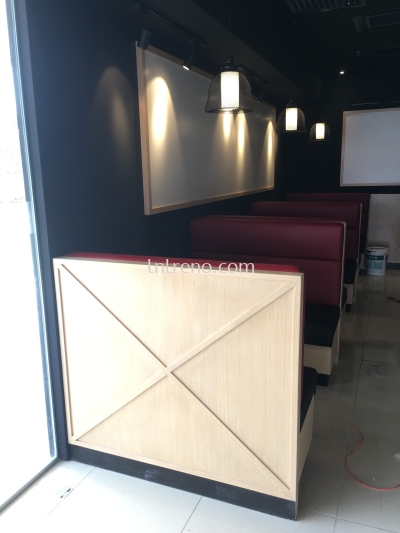 Custom made bench seating with cushion in PJ Selangor Malaysia #Bench Design #Carpentry works #cushion #Fabric #plywood #laminate #veneer #spray paint