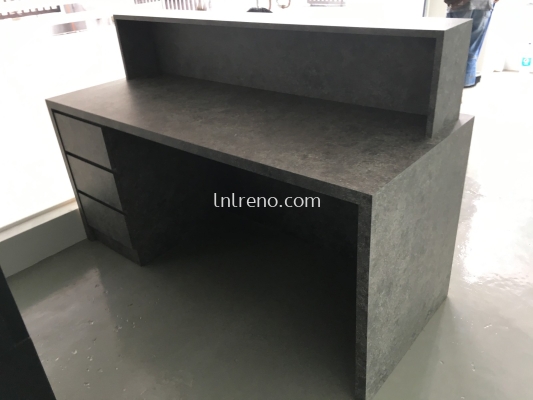 Customize Cashier counter Reception Counter in PJ Selangor Malaysia #plywood #melamine  #veneer #spray paint #laminate #customize #sliding door #glass door #swing door #built in #nyatoh #oak #aluminium door #carcass #panel #fluted panel #drawer #tv hang on panel #partition #box up #counter #cashier #shelves #open shelves