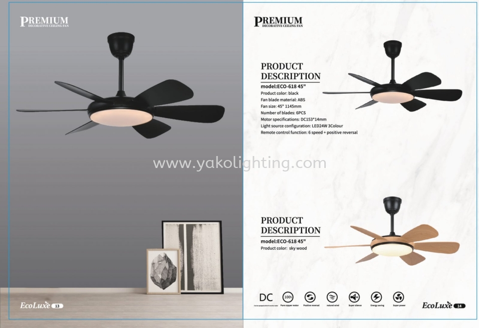 ECO-618 ECOLUX CEILING FAN 