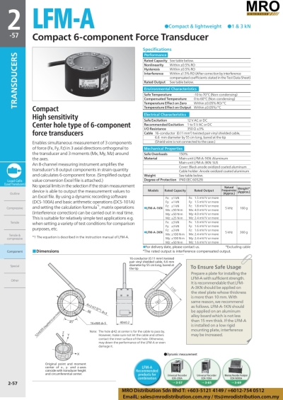 Compact 6-component Force Transducer LFM-A