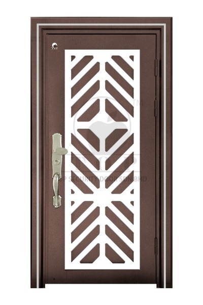 Security Door : D1-902 Brown Color Single Leaf Security Door Security Door Choose Sample / Pattern Chart