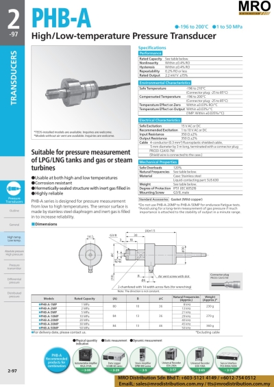 High/Low-temperature Pressure Transducer PHB-A