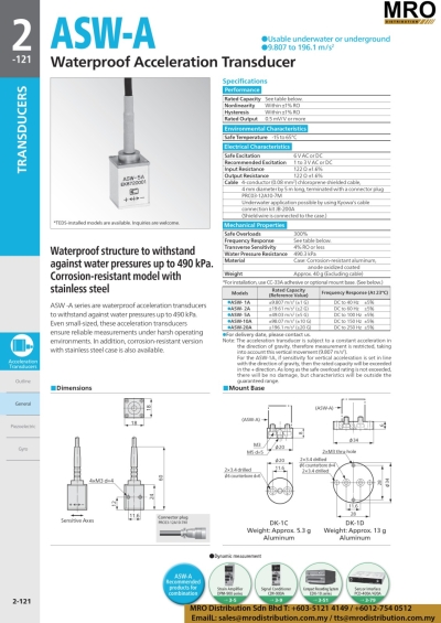 Waterproof Acceleration Transducer ASW-A