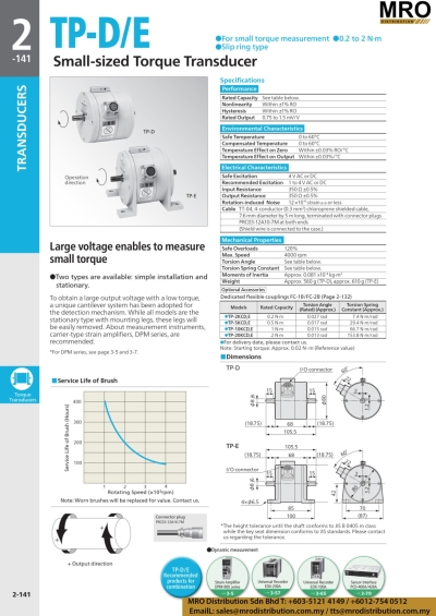 Small-sized Torque Transducer TP-D/E