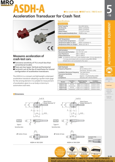 Acceleration Transducer for Crash Test ASDH-A