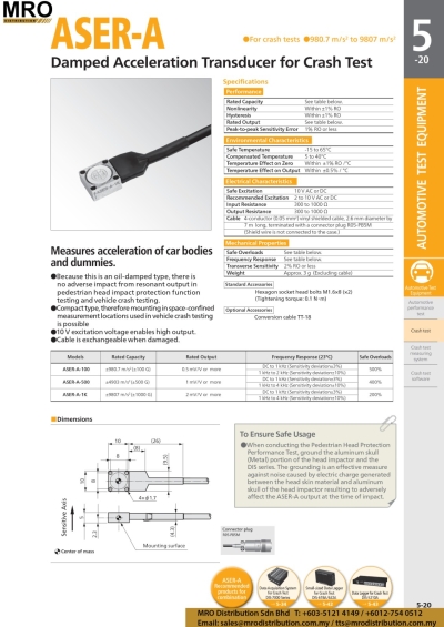 Damped Acceleration Transducer for Crash Test ASER-A