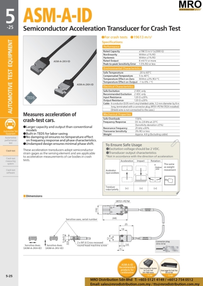 Semiconductor Acceleration Transducer for Crash Test ASM-A-ID