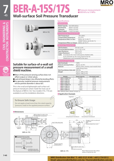 Wall-surface Soil Pressure Transducer BER-A-15S/17S