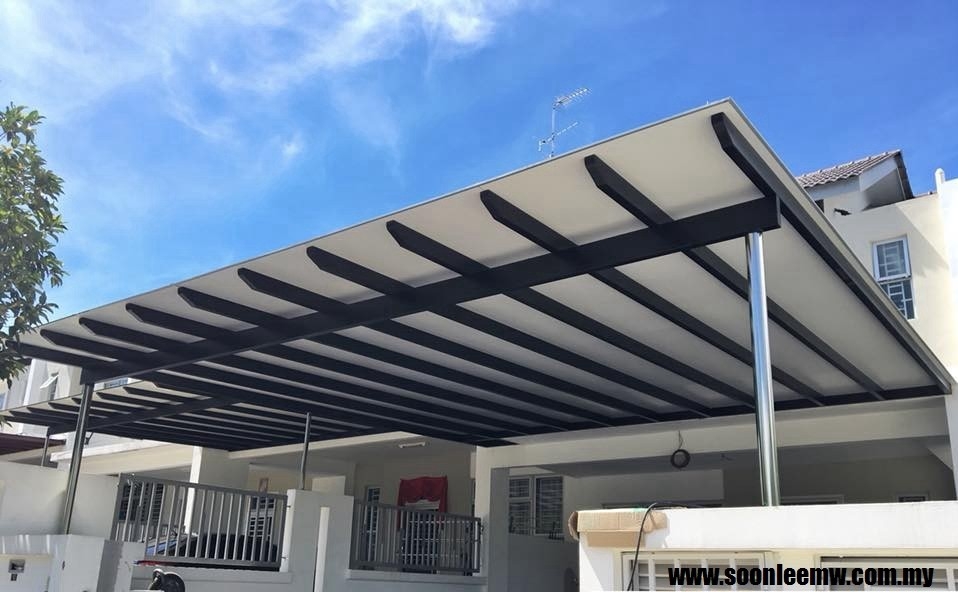 Bumbung Panel Komposit Aluminium (Awning) - Johor / Johor Bahru Bumbung Panel Komposit Aluminium Depan Rumah  Bumbung & Awning Rujukan Reka Bentuk UbahSuai Malaysia