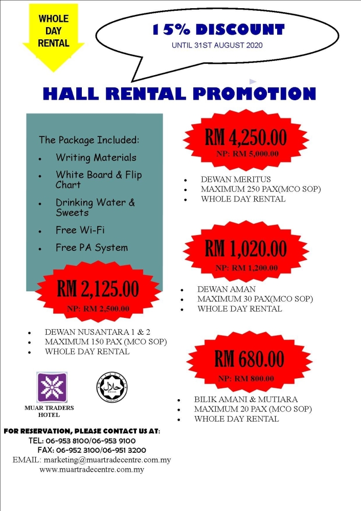 HALL RENTAL PROMOTION