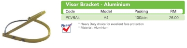 A4 Visor Bracket - Aluminium  Face Shield Equipment HEAD PROTECTION