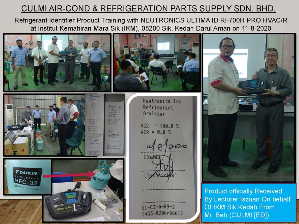 Refrigerant Identifier Product Training with NEUTRONICS ULTIMA ID RI-700H PRO at IKM Sik Kedah