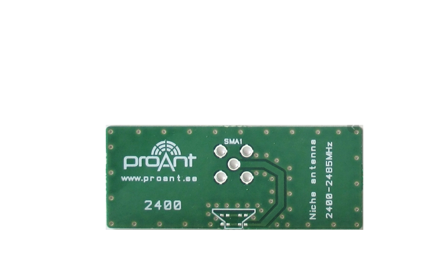 proant niche™ 2400 mhz antenna, small pcb embedded antenna for use on the 2.4ghz ism band, suitable for applications in bluetooth, wlan, wifi, zigbee, etc.