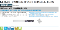 DIA 2 - DIA 20 MM  CARBIDE, 4F END MILLS K2-PLUS, SOLID CARBIDE END MILLS YG-1 (KOREA)