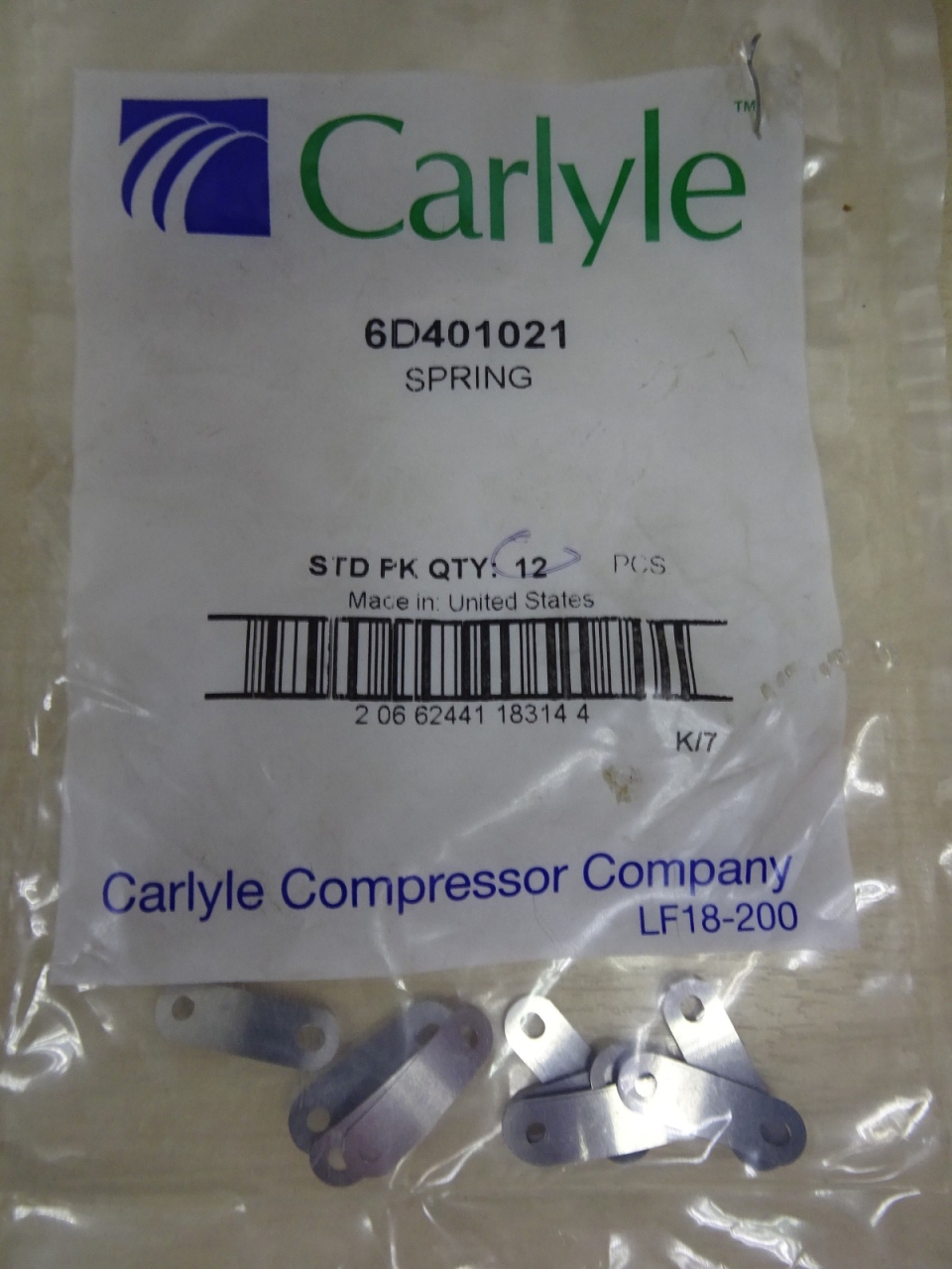 CARRIER 6D401021 SUCTION VALVE SPRING (12PCS/PACK)
