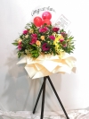 Congratulation arrangement with balloon CA227 Grand Opening Flower Arrangement Congratulations Arrangement