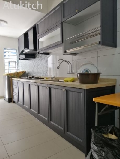 Meja Tungku Konkrit & Pintu Kabinet Warna Matte Medium Grey