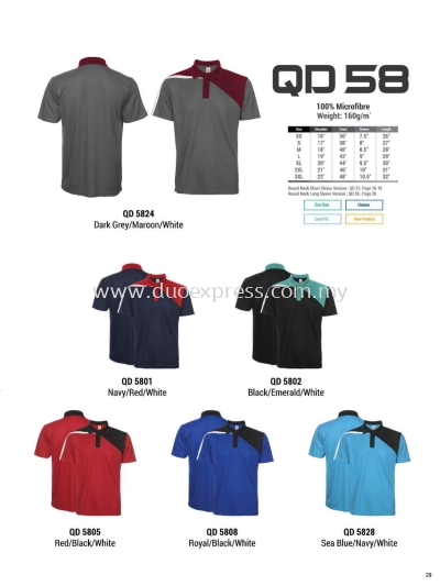 Oren QD58 Baju Collar Microfibre QuickDri Unisex