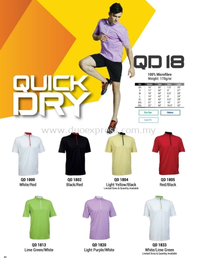 Oren QD18 Baju  Mock Neck Collar Microfibre QuickDri Unisex