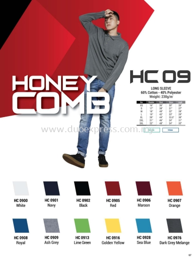 Oren HC09 Baju Cotton Polo Tee Unisex Long Sleeve