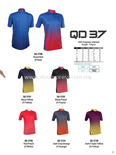 Oren QD37 Baju Collar Microfibre QuickDri Unisex