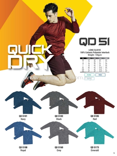 Oren QD51 Roundneck Microfibre QuickDri Unisex Long Sleeve