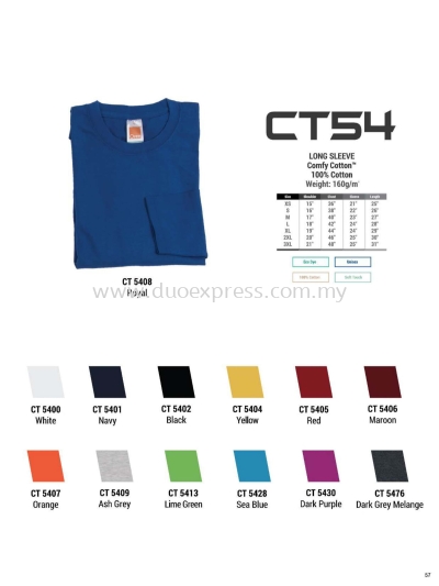 Oren CT54 Cotton Roundneck Tee Unisex Long Sleeve