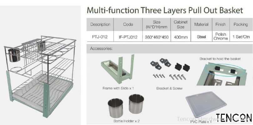 Multi-Function Three Layers Pull Out Basket (PTJ-012)