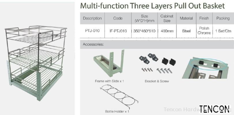 Multi-Function Three Layers Pull Out Basket (PTJ-010)