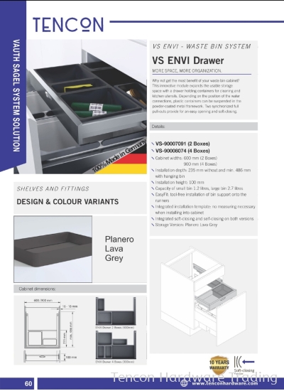 VS ENVI-WASTE BIN SYSTEM (VS ENVI DRAWER)