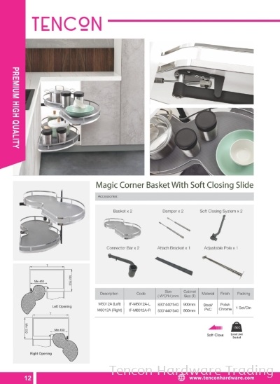 Magic Corner Basket With Soft Closing slide (M6012A Left, M6012A Right)