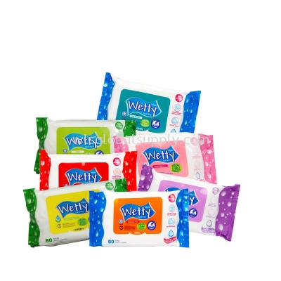 Wetty Wet Wipes 80's x 24 Bags (CARTON)