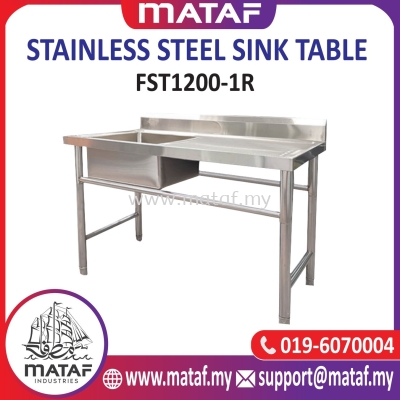 Stainless Steel Commercial Single Bowl Kitchen Sink with Drainboard Side Table (RIGHT) FST1200-1L