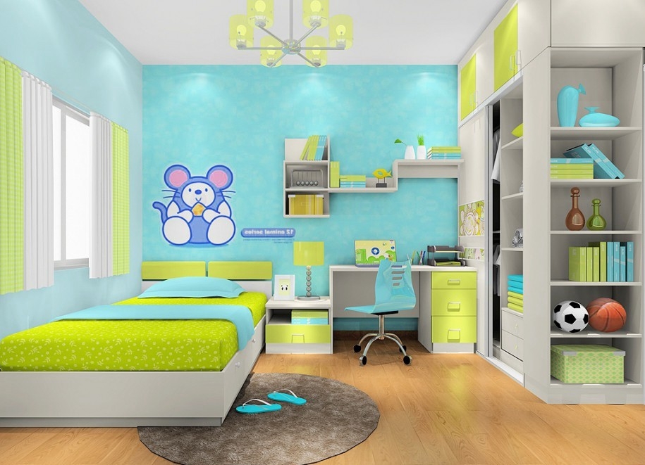 Prince & Princess Bedroom 3D Design Refer Smart Blue Kid Room Bedroom 3D Design Drawing