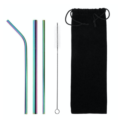 5 Pcs Set Stainless Steel Straws Metal  