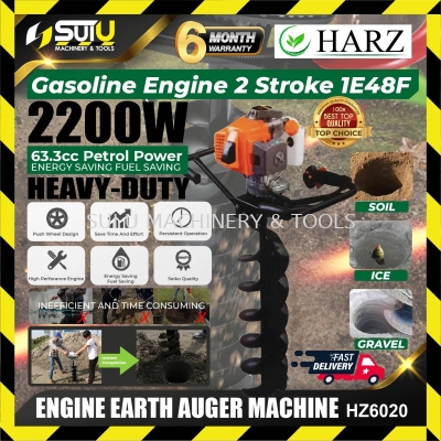 HARZ HZ6020 / HZ-6020 63cc 2-stroke Heavy Duty Petrol Gasoline Engine Earth Auger Machine 2200w