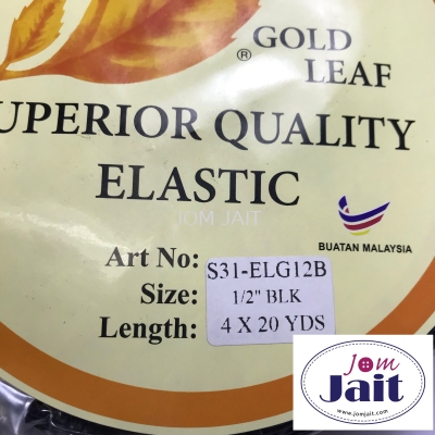 Elastic Gold Leaf 1/2 X 20 Yds Per Roll -4 Roll In Pkt Black CodeEGL12BP