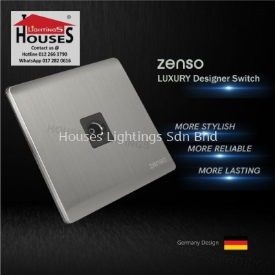 Zenso - Metallo Series 1 Gang TV Outlet - Aluminium Silver S2011