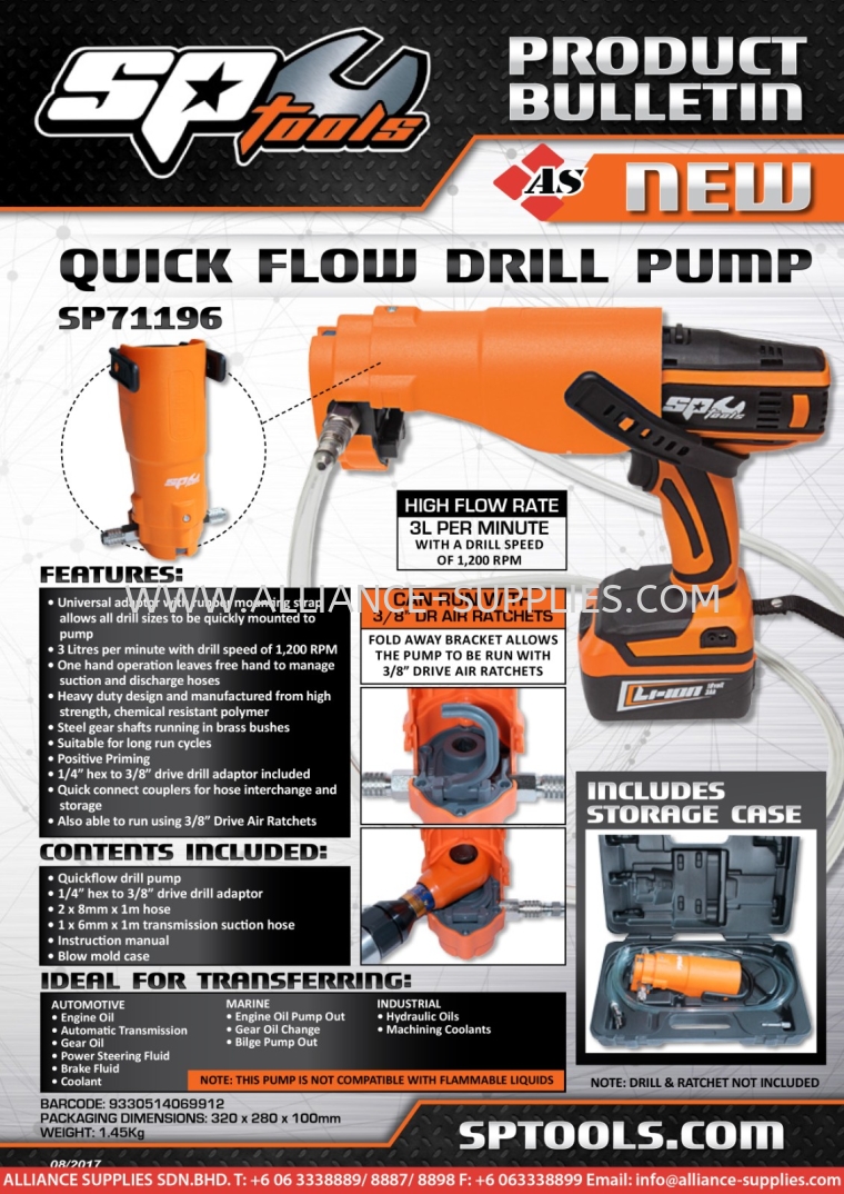 SP71196 Quick Flow Drill Pump SP TOOLS New Products Bulletin SP TOOLS