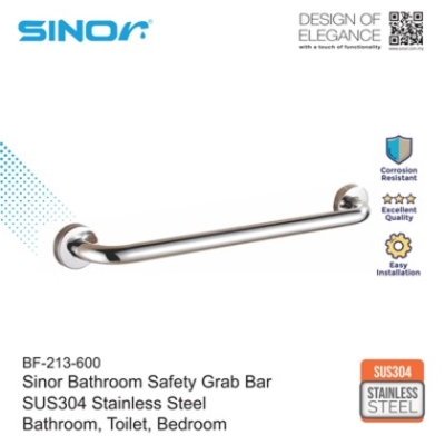 SINOR BF-213-600 SUS304 Stainless Steel Bathroom Safety Grab Bar