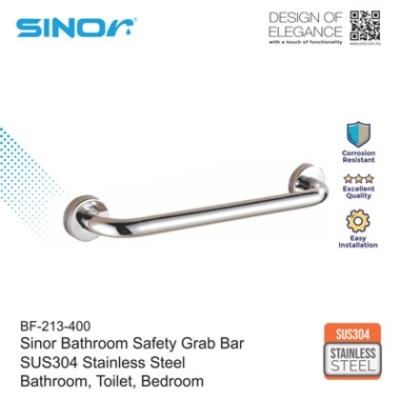 SINOR BF-213-400 SUS304 Stainless Steel Bathroom Safety Grab Bar