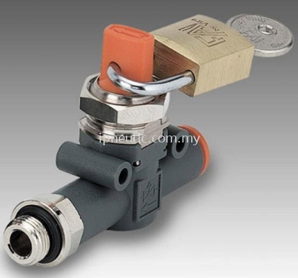 IN-LINE SHUT-OFF VALVE V3V L & V2V L-- V2V-V3V THREAD-PIPE PADLOCKED