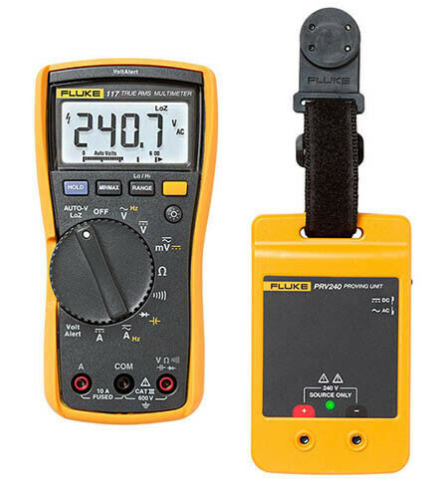 FLUKE 117 Multimeter and PRV240 Proving Unit Kit