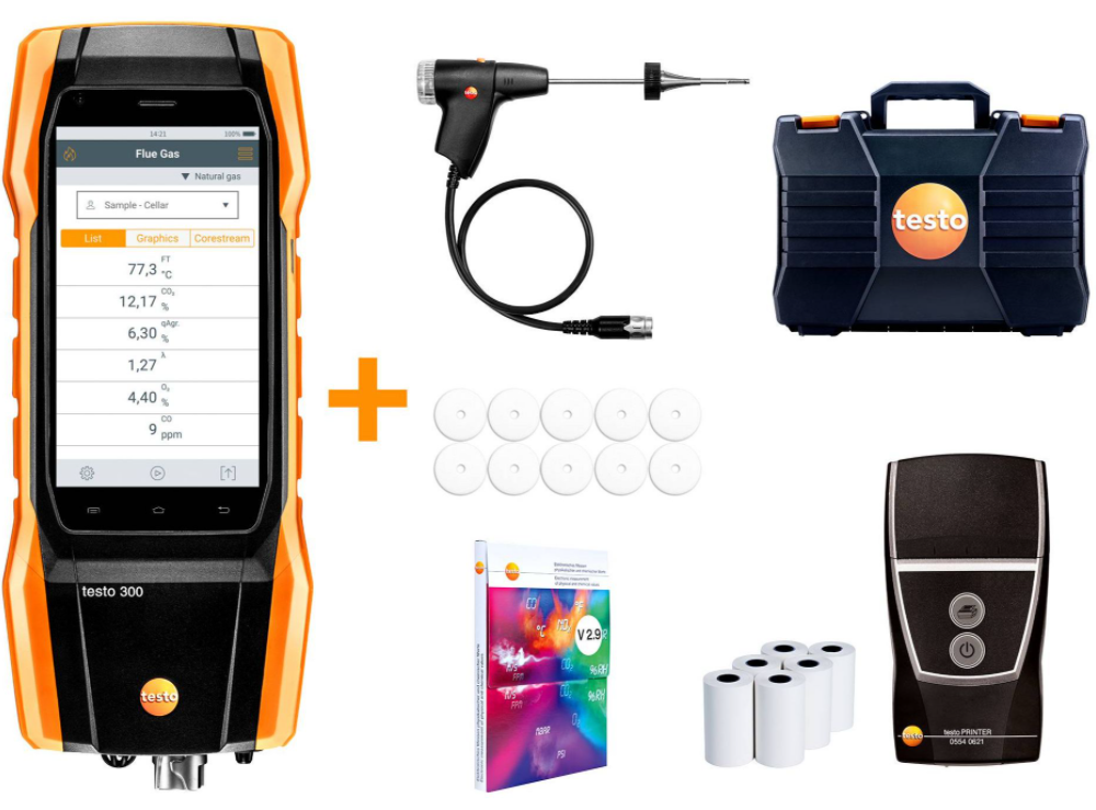 testo 300 longlife kit 4 with printer - flue gas analyzer