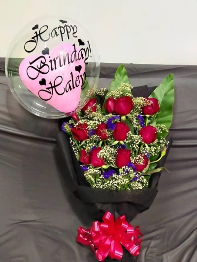 Rose Bouquet with Custom Baloon HB1060 floristkl