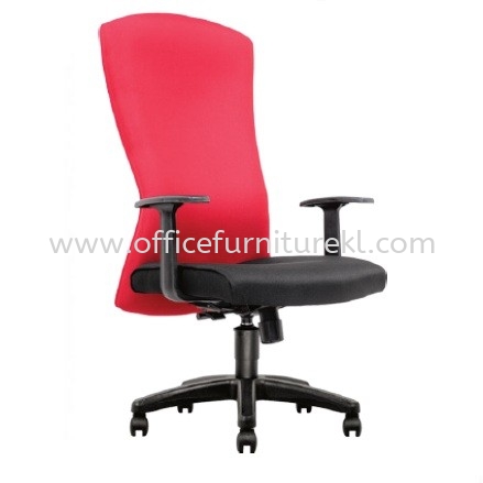 CHERRY STANDARD HIGH BACK FABRIC CHAIR C/W POLYPROPYLENE BASE