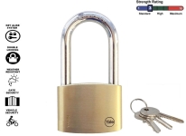 Yale Y110/60/163/1 - Long Shackle Brass Padlock 60 mm